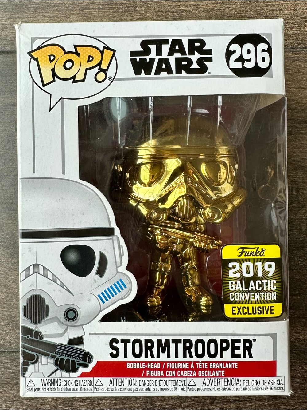 Funko Pop! Star Wars Stormtrooper #296 Gold Chrome 2019 Galactic Convention